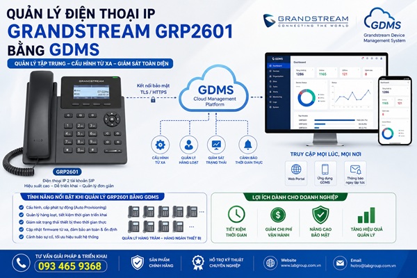 Quản lý điện thoại IP Grandstream GRP2601 bằng GDMS